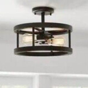 Hampton Bay Moreland 13 in. 2-Light Oil -Rubbed Bronze Semi-Flush Mount